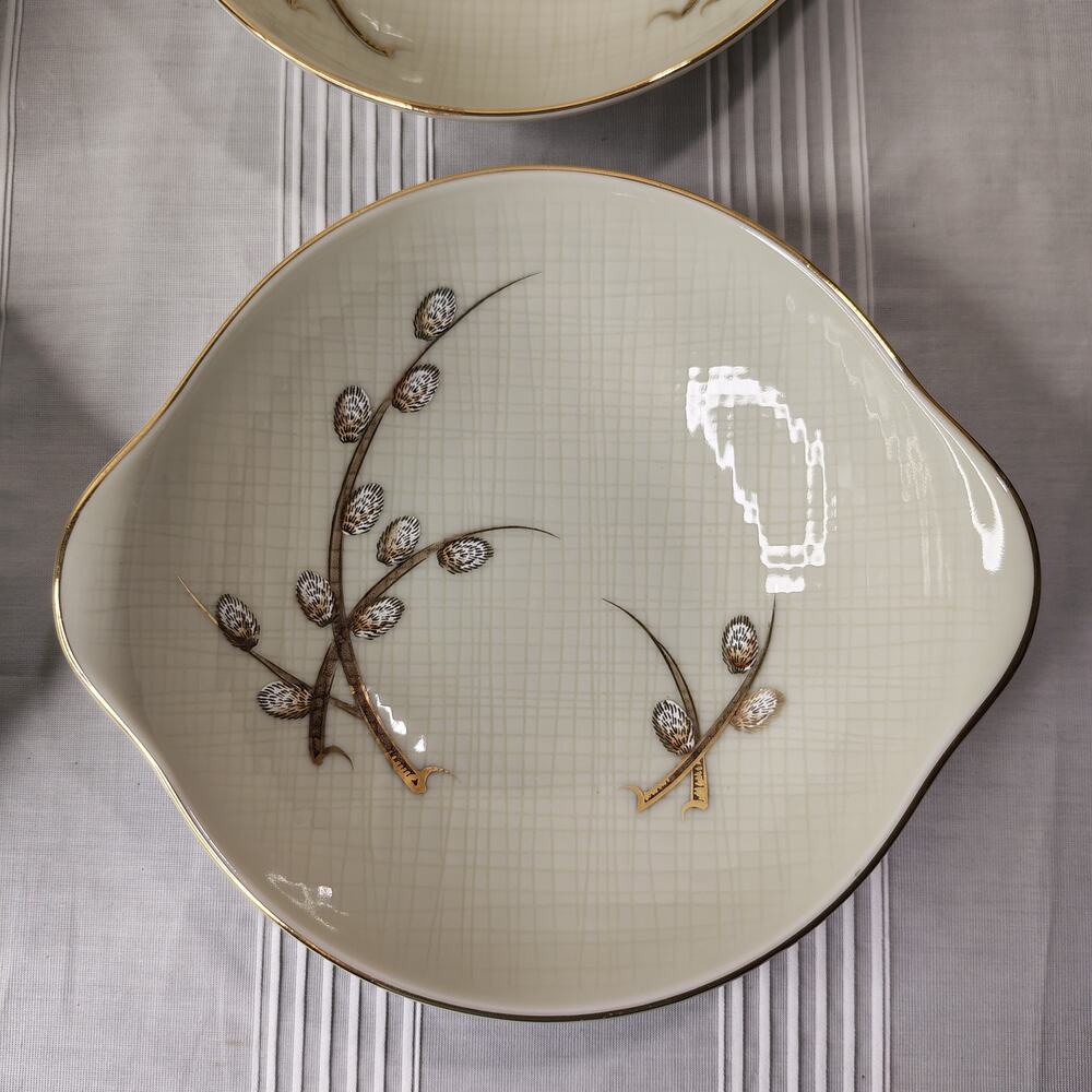 TEXTURE JAPAN Cat Set of 4 Cereal Soup Bowls Gold Trim Asian Vintage -A